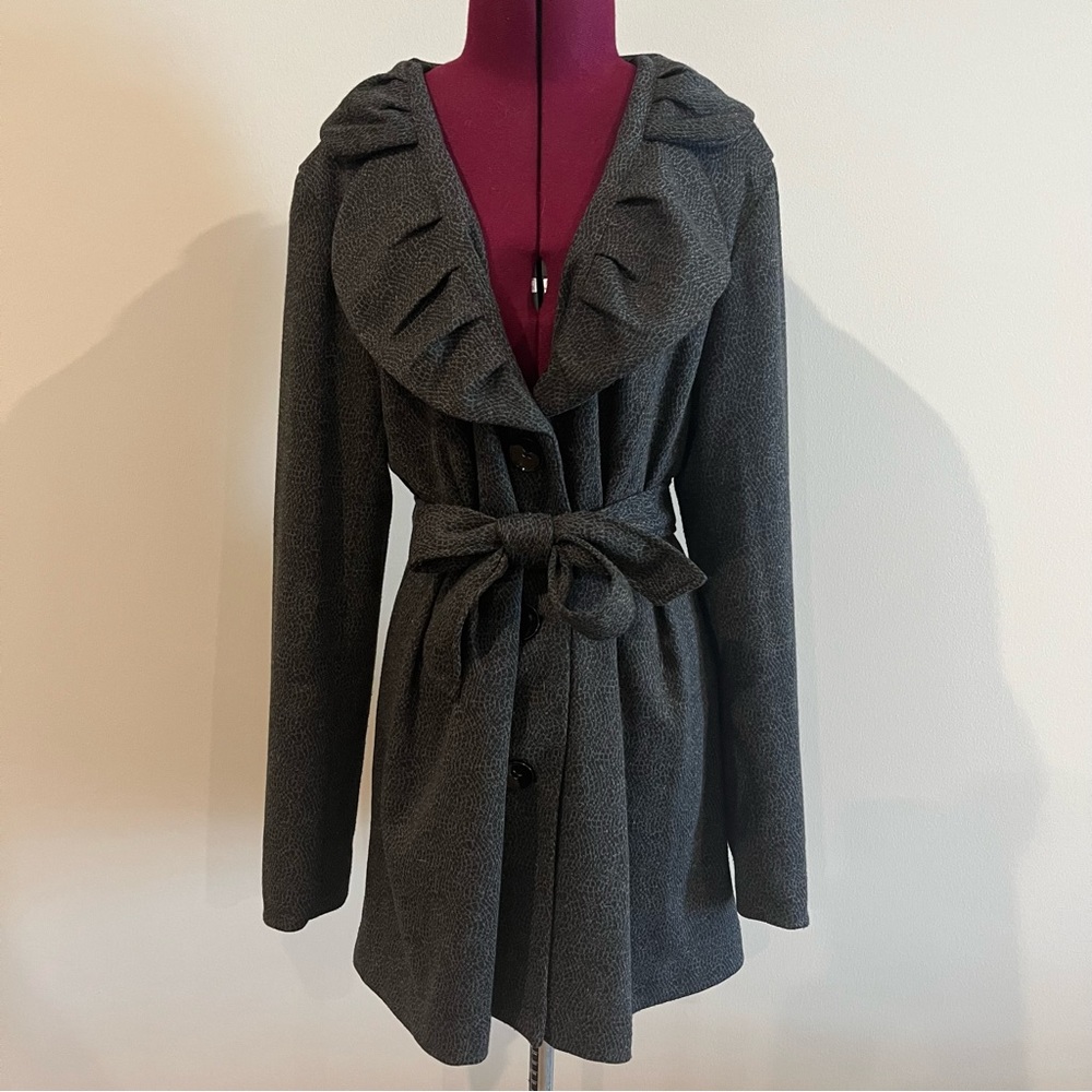 Susan Bristol Belted Animal Print Jacket Coat